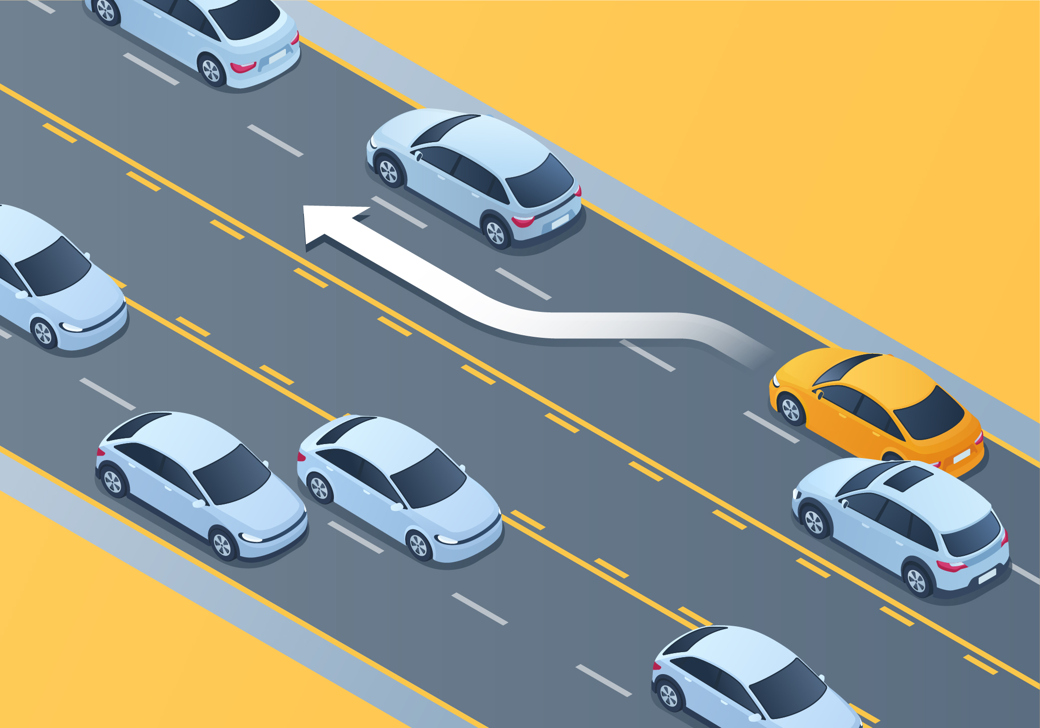Driving Test Canada - Car Changing positions - When the driver of another vehicle is about to overtake and pass your vehicle, you must: